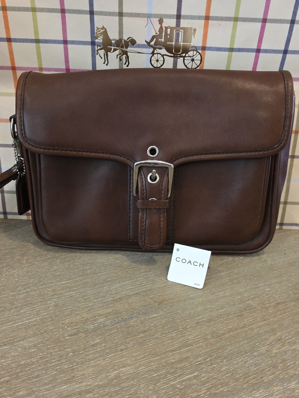 Coach NWT Mahogany Burnished Leather Logan Clutch* Read Condition Notes